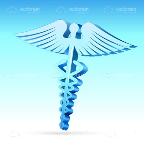 Blue Caduceus Symbol of Trade and Business